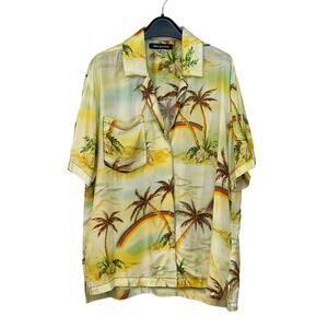 Urban Outfitters Tropical Island Rainbow Aloha Shirt Size Large